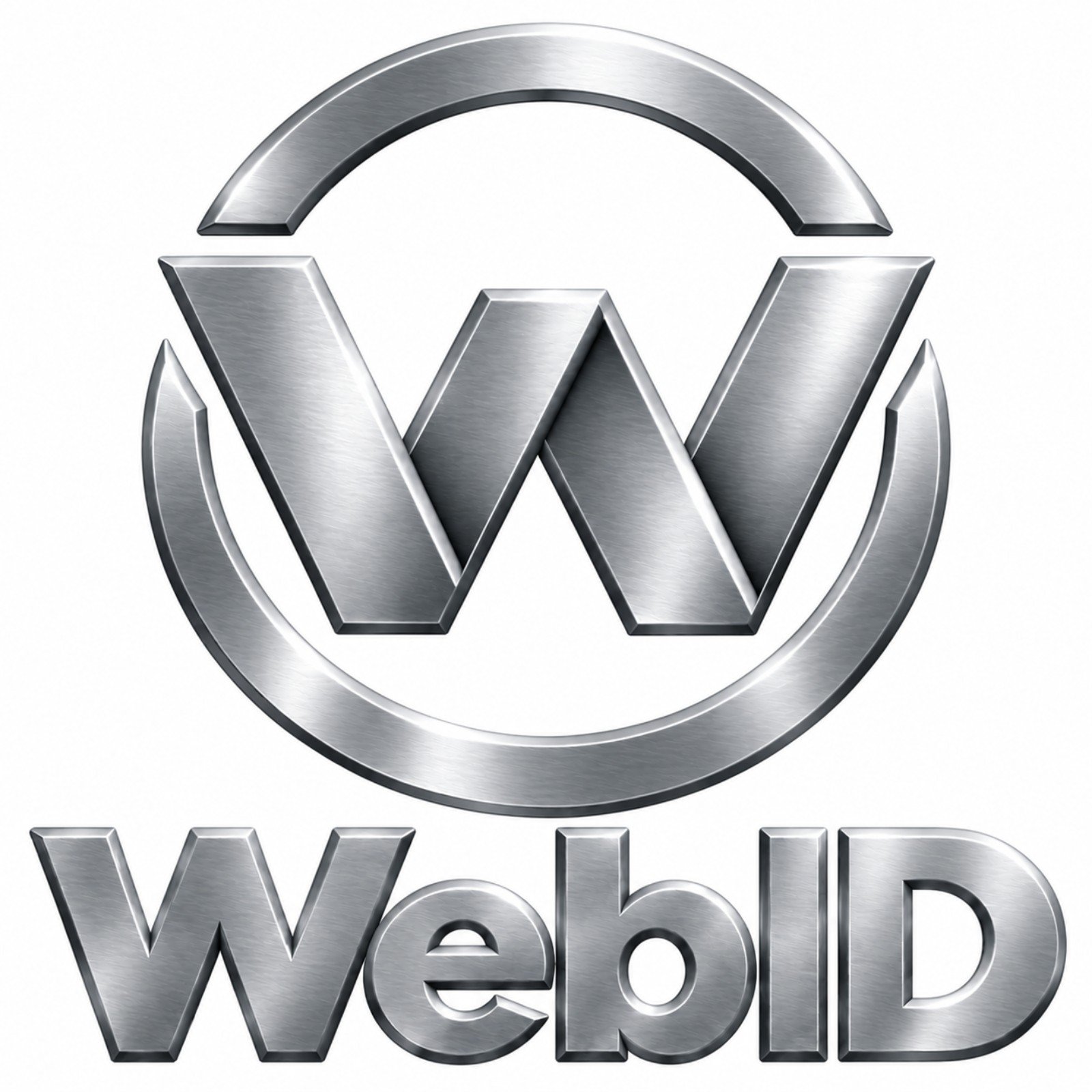 Metalen WebID-logo met cirkelvormige W